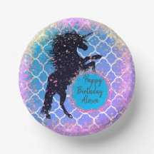 Glittery Starry Whimsical Unicorn Birthday Custom