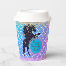 Glittery Starry Whimsical Unicorn Birthday Custom