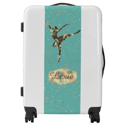 Glittery Stars Ballerina Monogram Personalized Luggage
