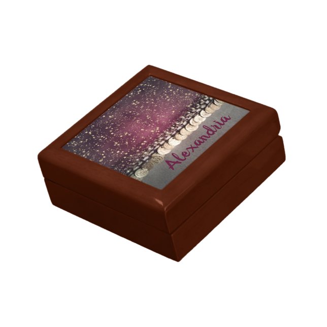 Glittery Stars Gold Coins Personalized Gift Box (Side)