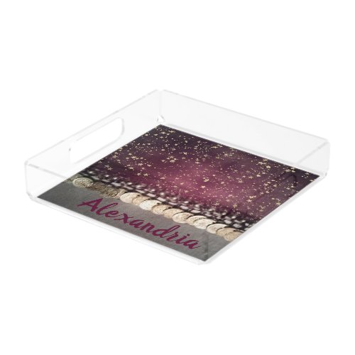 Glittery Stars Purple Coin Scarf Custom            Acrylic Tray