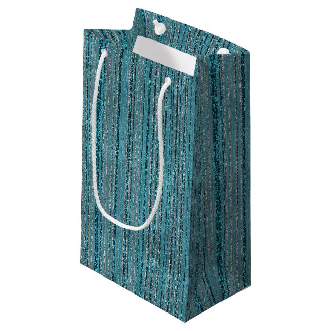 Glittery Striped Gift Bag (Front Angled)