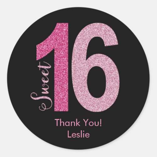 Glittery Sweet 16 Birthday Favor Stickers