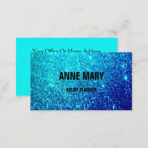 Glittery Teal Blue Colorful Wedding Event Planner Business Card