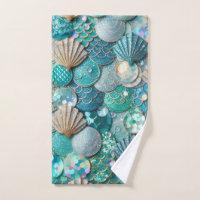 Glittery Teal Mermaid Tail Scales Print