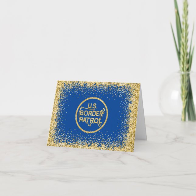 Glittery U.S. Border Patrol Logo Christmas Card (Front)