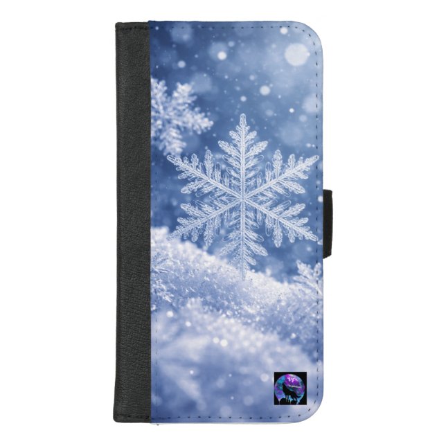 Glittery Winter Snowflakes iPhone Wallet Case (Front)