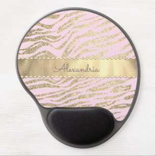 Glittery Zebra on Pink Blush Customized Gel Mouse Pad