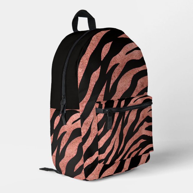 Glittery Zebra Pattern  Printed Backpack (Back Corner Left)