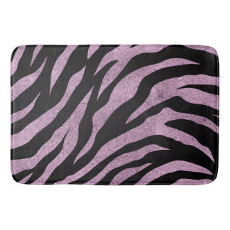 Glittery Zebra Stripes Pattern Bath Mat