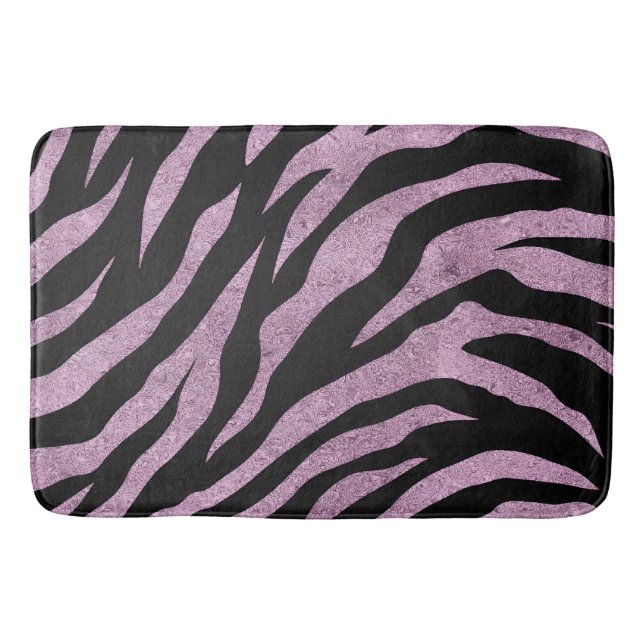 Glittery Zebra Stripes Pattern Bath Mat (Front)