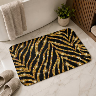 Glittery Zebra Stripes Pattern Bath Mat