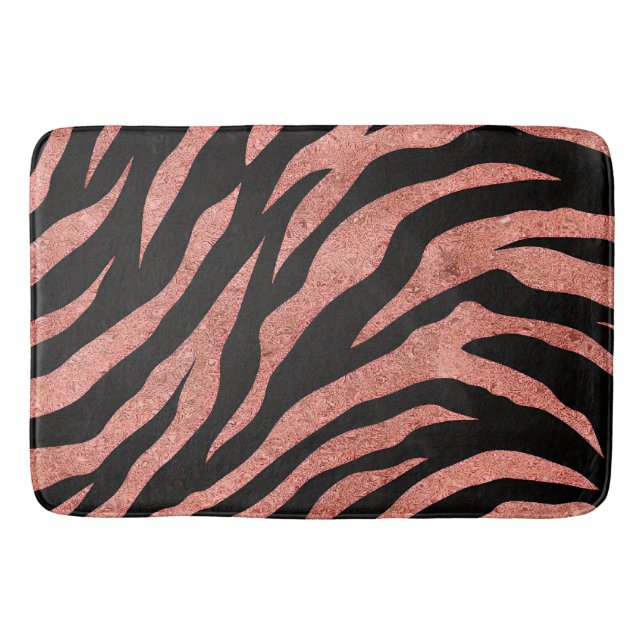 Glittery Zebra Stripes Pattern Bath Mat (Front)