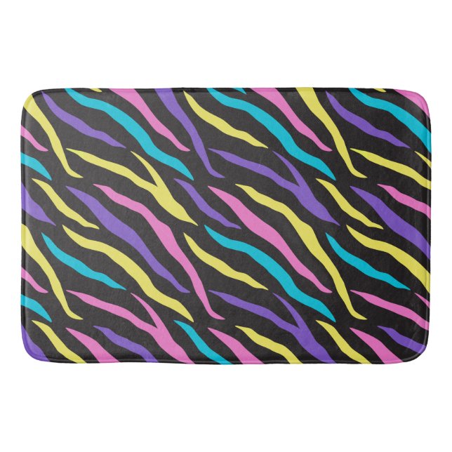 Glittery Zebra Stripes Pattern Bath Mat (Front)