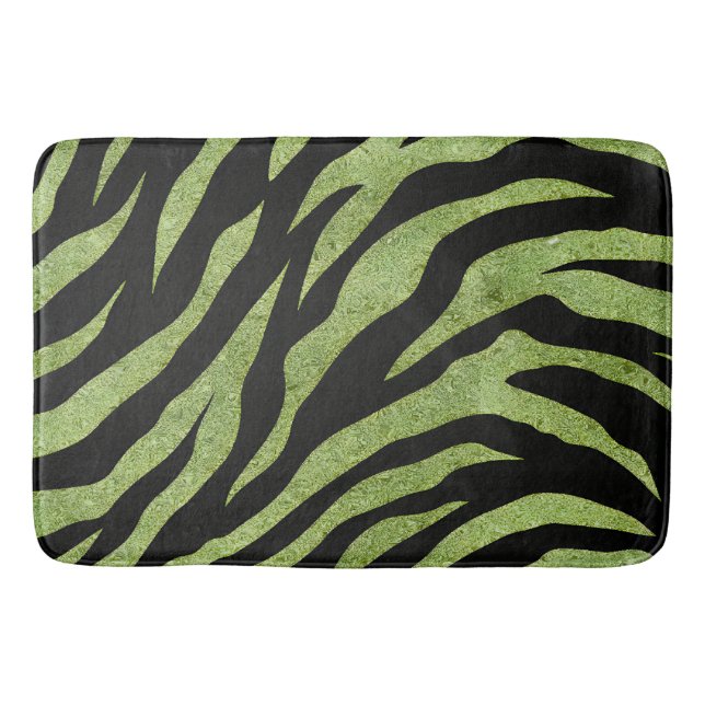 Glittery Zebra Stripes Pattern Bath Mat (Front)