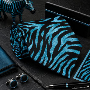 Glittery Zebra Wild Animal Pattern Neck Tie