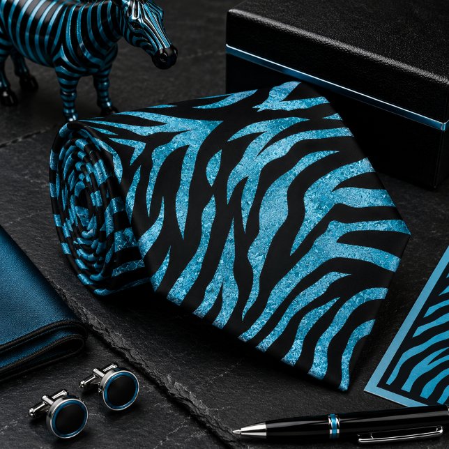 Glittery Zebra Wild Animal Pattern Neck Tie (Creator Uploaded)