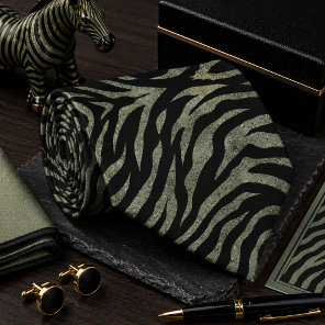 Glittery Zebra Wild Animal Pattern Neck Tie