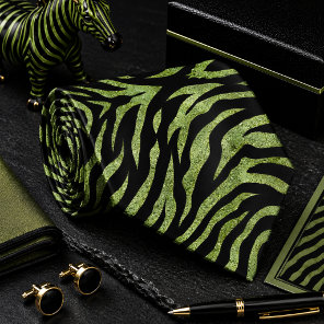 Glittery Zebra Wild Animal Pattern Neck Tie