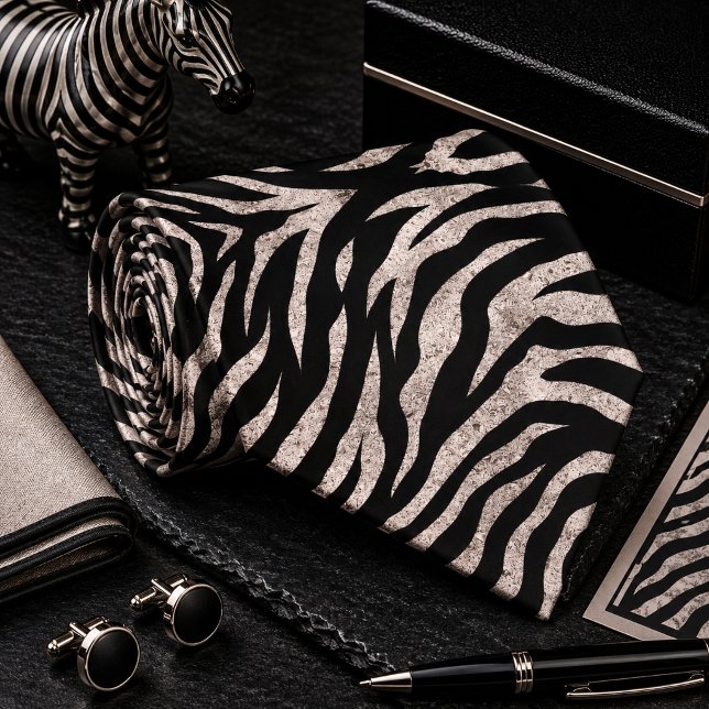  Glittery Zebra Wild Animal Pattern Neck Tie (Creator Uploaded)
