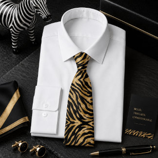 Glittery Zebra Wild Animal Pattern Neck Tie