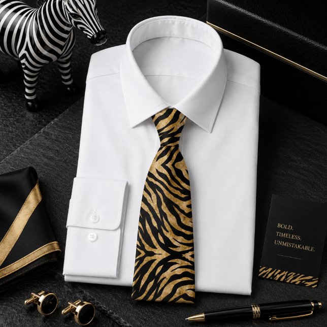 Glittery Zebra Wild Animal Pattern Neck Tie (Creator Uploaded)