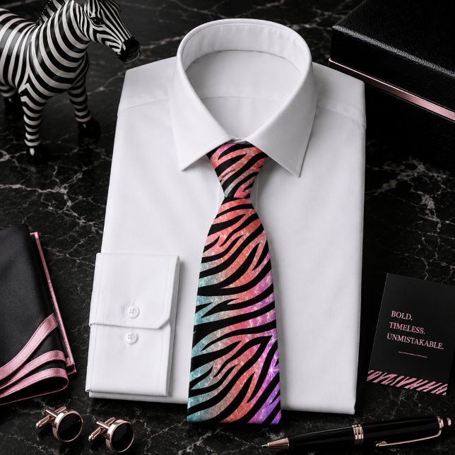 Glittery Zebra Wild Animal Pattern Neck Tie (Creator Uploaded)