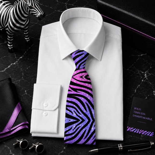 Glittery Zebra Wild Animal Pattern Neck Tie (Creator Uploaded)