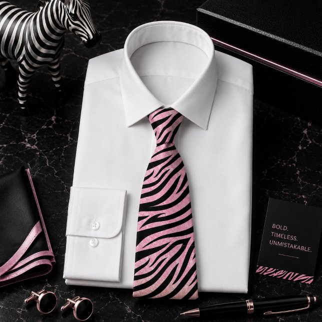 Glittery Zebra Wild Animal Pattern Neck Tie (Creator Uploaded)