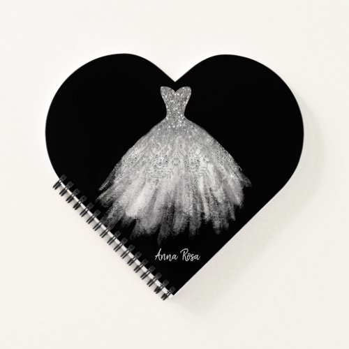  Glittler Wedding Gown Wedding Dress Heart Notebook