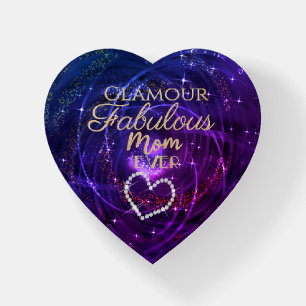 Glitttering Fabulous Mom Purple Blue Paperweight