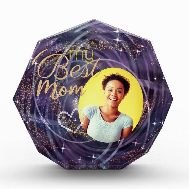 Glitttering My Best Mom Photo Block (Front)