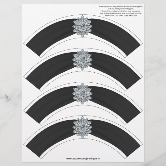 Glitz and Glam Cupcake Wrap - Black (Front)