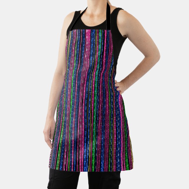 Glitz and Glam Sparkly Stripes Apron (Insitu)