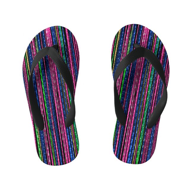 Glitz and Glam Sparkly Stripes Kid's Flip Flops (Footbed)