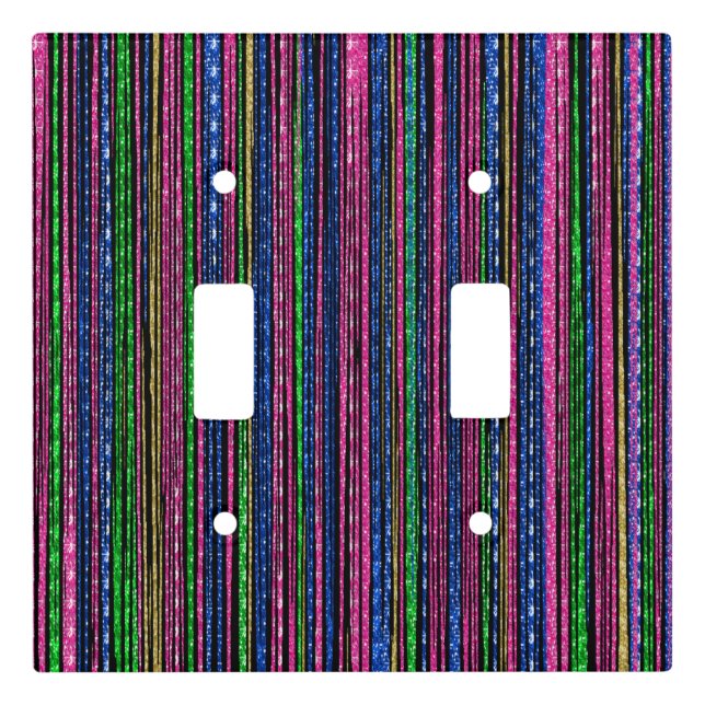 Glitz and Glam Sparkly Stripes Light Switch Cover (Front)