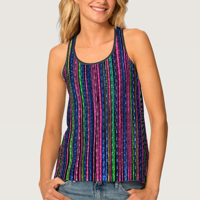 Glitz and Glam Sparkly Stripes Tank Top (Front)