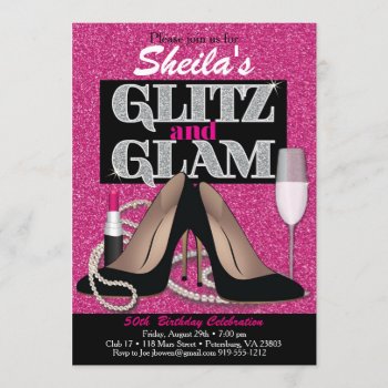 Glitz And Glamorous Birthday Invitation by AnnounceIt at Zazzle