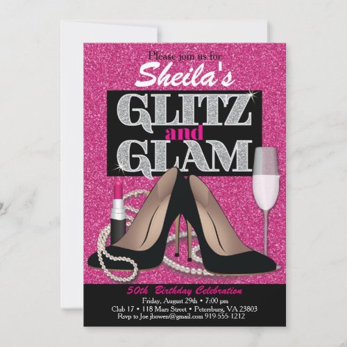 Glitz and Glamorous Birthday Invitation
