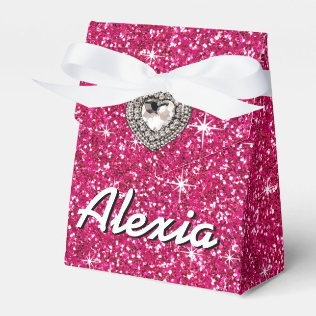 Glitz Bling Glitter Sparkle | fuchsia Favor Boxes (Front Side)