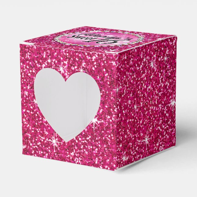 Glitz Bling Glitter Sparkle | fuchsia Favor Boxes (Front Side)
