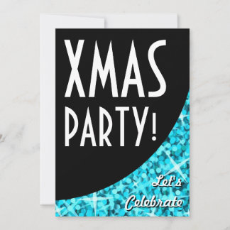 Glitz Blue black curve Xmas Party! invitation