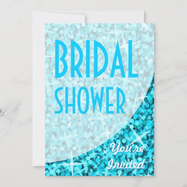 Glitz Blue curve 'Bridal Shower' invitation (Front)