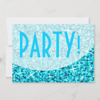 Glitz Blue curve 'Party!' invitation