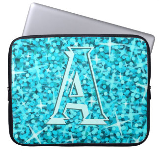 Glitz Blue 'monogram' laptop sleeve 15 inch