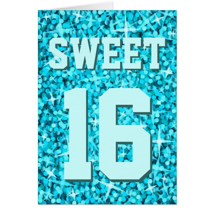 Glitz Blue 'Sweet 16' 'Happy Birthday' card