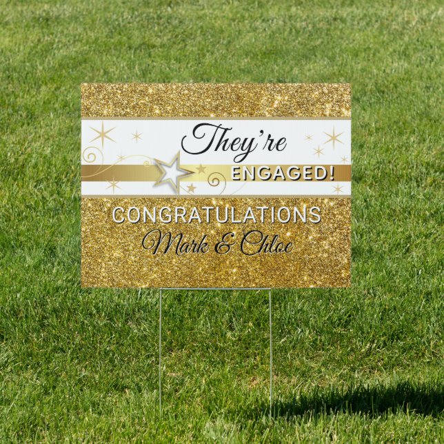 Glitz! Custom Engagement Yard Sign (Insitu)