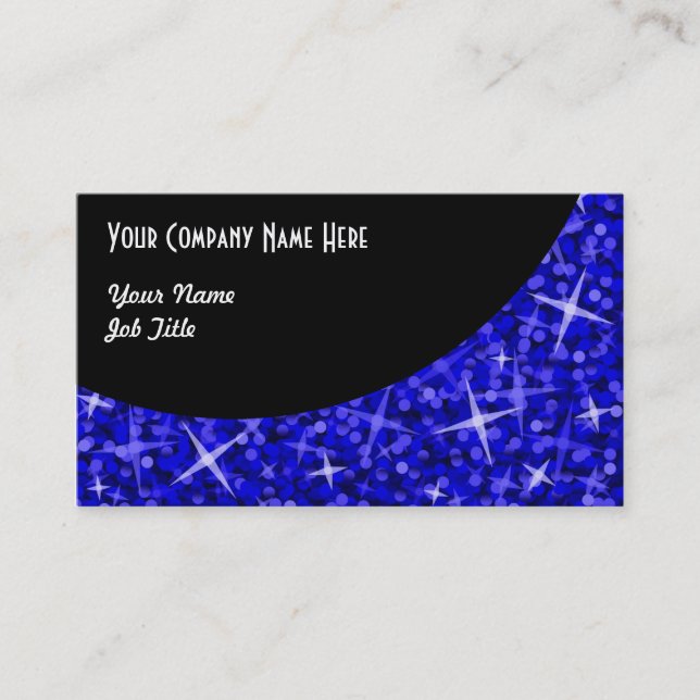 Glitz Dark Blue Black Curve business card template (Front)