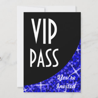 Glitz Dark Blue black curve "VIP Pass" invitation