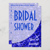 Glitz Dark Blue curve 'Bridal Shower' invitation (Front/Back)